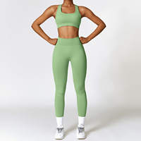 Nouveaux ensembles de sport pour femmes, leggings sculptants, soutien-gorge de sport à dos ouvert, leggings de yoga taille haute pour femmes, leggings de yoga sans couture, ensemble de yoga