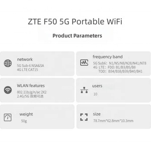 Routeur WiFi de poche 5G débloqué F50 1,6 Gbit/s SA/NSA, point d'accès mobile 5G, USB, cryptage WPS pour VoIP d'entreprise en extérieur, 3G 4G LTE - Product Image 3