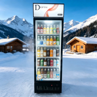 Réfrigérateur vertical commercial pour boissons avec porte vitrée, personnalisable avec logo, pour supermarchés et vente en gros