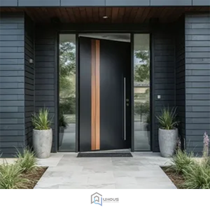 Porte tournante de sécurité en bois massif de luxe moderne de l'usine Uhous, serrure intelligente antivol, utilisation pour hôtel, appartement, villa, garantie de 5 ans - Product Image 2