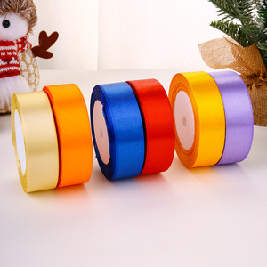 2.5cm * 22m ruban d'emballage cadeau fournitures de mariage rubans 100% Polyester gâteau emballage cadeau Bouquet matériel rubans de couleur unie - Product Image 4