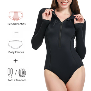 グリーンエンバイト ビキニ ワンピース水着 生理用スイムスーツ 4層ジッパー サーフィン用マイヨ・デ・ベイン 生理用水着 女性用 - Product Image 3