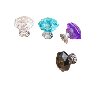 5PCS 다채로운 다이아몬드 모양 크리스탈 유리 캐비닛 손잡이 보석 상자 서랍 당겨 가구 손잡이 하드웨어 - Product Image 1