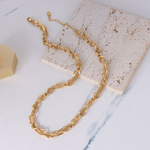 المرأة مجوهرات الأزياء التيتانيوم الصلب 18k الذهب مطلي متعرجة و فيجارو سلسلة قلادة سوار مجموعة - Product Image 5