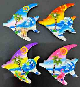 Pegatina de Resina Pintada a Mano con Diseño de Delfín de la Serie Ocean, para Refrigerador - Product Image 3