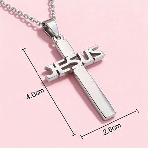 Collier en acier inoxydable avec pendentif <span class=keywords><strong>croix</strong></span> de Jésus-<span class=keywords><strong>Christ</strong></span> pour bijoux tendance - Product Image 5