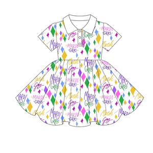 Chemisier de printemps pour enfants Mardi Gras personnalisé robe polo en coton pour <span class=keywords><strong>soeur</strong></span> assortie chemise douce 2 pièces ensembles de hauts tenues pour petites filles - Product Image 5