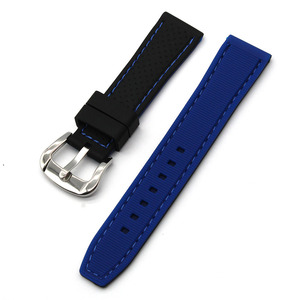 Bracelet de montre rétro bicolore personnalisé en silicone pas cher étanche noir <span class=keywords><strong>bleu</strong></span> rallye sport tropique bracelets de montre en caoutchouc vente en gros - Product Image 4