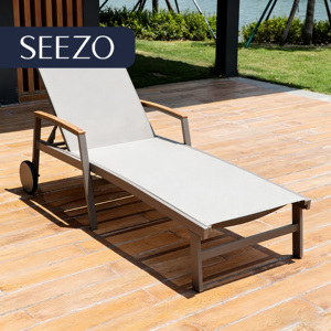Chaises longues <span class=keywords><strong>de</strong></span> piscine portables en aluminium avec roues, protection UV, chaises <span class=keywords><strong>de</strong></span> <span class=keywords><strong>plage</strong></span> mobiles pour piscine et hôtel - Product Image 2