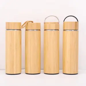 Garrafa de água de bambu reciclado, garrafa de água natural de 350ml/450ml/500ml