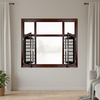 Ventana Abatible de Aluminio de Doble Vidrio de Alta Calidad OEM con Rejillas/Barras de Seguridad para Dormitorio de Casa