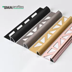 SMAProfiles, embellecedores de borde de azulejo de aluminio duradero, perfil de esquina de azulejo decorativo plateado para protección de encimera de pared de suelo