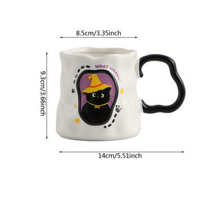 <span class=keywords><strong>Taza</strong></span> de café de cerámica creativa hecha a mano con tapa, <span class=keywords><strong>taza</strong></span> de agua de aspecto alto, diseño de gato mágico de dibujos animados para parejas o regalos de negocios - Product Image 6