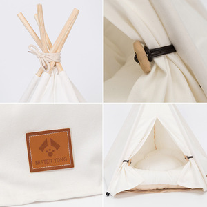 Tente pour animaux domestiques, lit avec fonction tipi avec coussin épais, pour chiens et chats, convient à l'intérieur et à l'extérieur - Product Image 5