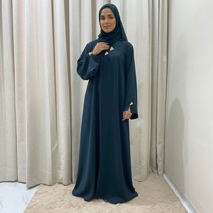 Wholesale Dubai Beautiful <b>Modest</b> Handmade <b>Satin</b> Silk Abaya Traditional Islamic Women's Clothing Lightweight Breathable Quick Dry - Product Image 1