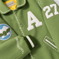 Veste de baseball verte personnalisée avec broderie chenille, veste bomber streetwear, veste universitaire pour homme