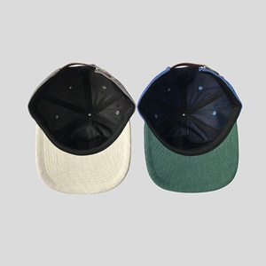 Plain Corduroy <b>Flat</b> Brim 5 Panel Snapback Cap Baseball <b>Hat</b> Pinwale Corduroy Texture <b>Hat</b> Two Tone Snapback Cap with Custom logo - Product Image 5