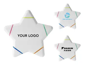 Estrella de cinco puntas que modela cinco colores en un rotulador resaltador bolígrafo de regalo para niños con logotipo personalizado