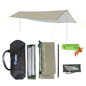 Outdoor <b>Sun</b> Shelter Military Green Khaki Oxford Cloth Portable Manual Setup Compressible Camping Picnic <b>Shade</b> Canopy SML - Product Image 1