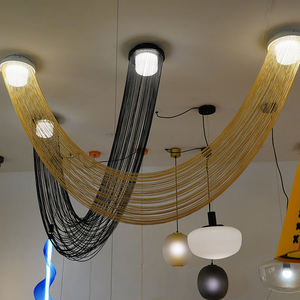 โคมไฟเพดานทรงประติมากรรมสมัยใหม่ สไตล์เรขาคณิตนามธรรม ทำจากโลหะอะลูมิเนียมแบบโซ่โลหะ ดีไซน์โค้งรูปตัวยู ให้บรรยากาศโดดเด่นไม่เหมือนใคร - Product Image 3