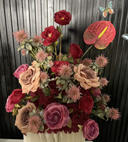 Boule de fleurs artificielle PPS en gros, rouge bordeaux Kahki, 40 cm, pour centre de table de mariage et décoration d'événements