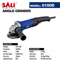 Meuleuse d'angle sans fil SALI 6100D 750W avec interrupteur coulissant, qualité professionnelle, disque de meulage de 100 mm