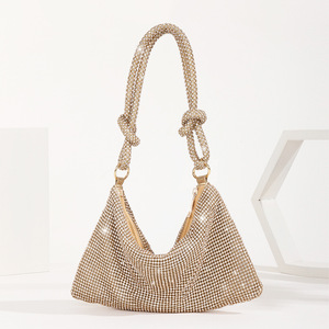 Nuevo bolso de noche con incrustaciones de diamantes y diamantes completos, en stock. Bolso de mano para banquetes y cenas Tide Flash Knot Rhinestone, hecho a mano. - Product Image 3