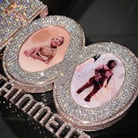Collier pendentif personnalisé style hip-hop avec lettres et portrait en moissanite argentée, plaqué or, bijoux glacés pour streetwear