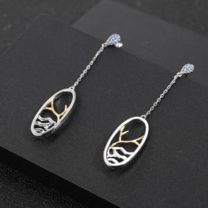 C8124 Abiding Factory Naturel Bleu Gemme Ovale Boucles D'oreilles Plaqué Or Bijoux Pave CZ 925 Sterling Silver Boucles D'oreilles Pour Femmes - Product Image 3