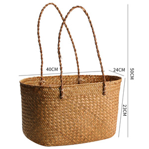 Nouveau panier de courses rétro tressé à la main pour l'été, panier créatif pour la maison, le pique-nique en extérieur et accessoire <span class=keywords><strong>photo</strong></span> - Product Image 1