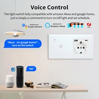 Interrupteur intelligent UBARO Zigbee 1 voie et prise murale intégrée standard UE, panneau tactile en verre pour la domotique