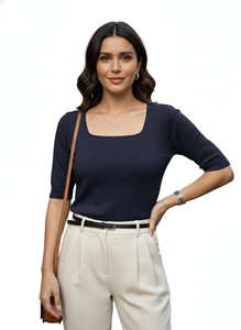 Tops de Punto para Mujer, Tejido Elástico y Suave, Top Informal y Elegante para Uso Diario, Cómodo, Transpirable y a la Moda - Product Image 5