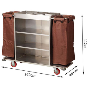 Chariot de ménage commercial à 4 niveaux pour hôtel, chariot de service avec frein et roues pivotantes - Product Image 1