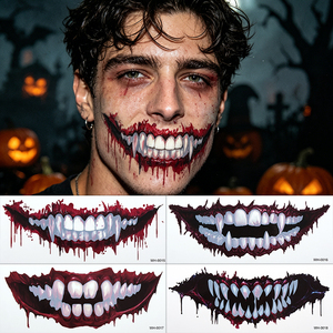 Custom Horror Mouth Smile Temporary <strong>Tattoo</strong> Factory Wholesale Realistic Scary <strong>Joker</strong> <strong>Tattoo</strong> for Cosplay - Product Image 2