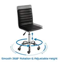 Chaise de bureau ergonomique en PU avec base plaquée, pivotante, réglable en hauteur, gain de place, pour chambre et loisirs