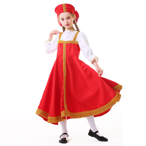 HP Dance Girls Costume <b>Red</b> Sarafan National Russia Cosplay Folk Fancy <b>Dress</b> <b>Halloween</b> Russian Traditional Clothing - Product Image 3