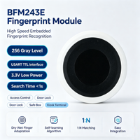 Módulo Lector Biométrico de Huellas Dactilares Capacitivo Integrado BFM243E con UART TTL Serial, Pantalla LCD, Alimentación USB y Control de Acceso con SDK Abierto