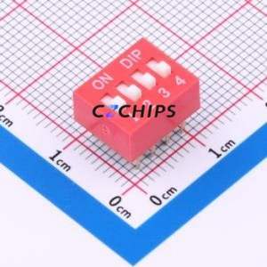 BX-DS2.54-4PZC DIP Switch Through hole Component THT,P=2.54mm Switch Flat Toggle, Raised Type Single Pole Single Throw 4 PC Pin - Product Image 1