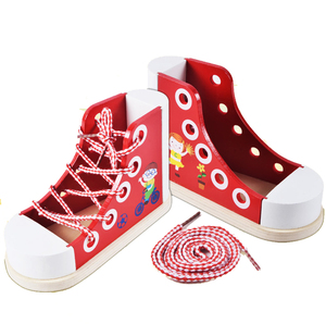 Hot New Đồ chơi giáo dục giày gỗ cho trẻ em cho mầm non giảng dạy và học tập giúp Tie dây giày cho bé trai và bé gái - Product Image 4