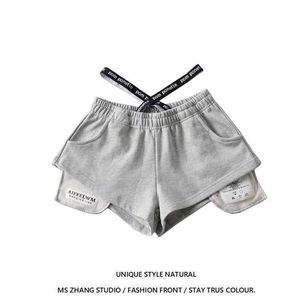 Shorts Estivi da Donna in Poliestere a Vita Media Stile Europeo-Americano, Tinta Unita, con Tasche, Modello Spice Girl, Larghi e Casual - Product Image 3