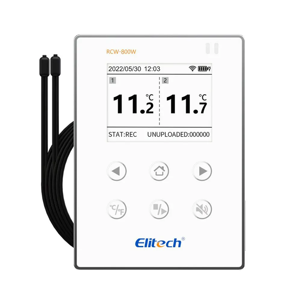 Elitech RCW-800Wデュアル温度プローブリアルタイムデータロガーWiFiレコーダー