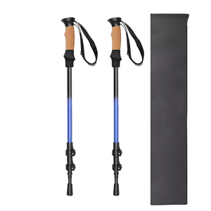 Gậy đi bộ gấp gọn bằng nhôm 7075, 3 đoạn, có thể thu gọn, in logo tùy chỉnh, cán bằng gỗ nút chai, dùng cho đi bộ đường dài ngoài trời - Product Image 1