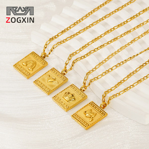 Zogxin Stainless Steel Pendant Necklace Heart Crown Design Figaro Chain For Men And Women - Product Image 1