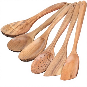 Ensemble de 6 cuillères à riz en bois WOQI, résistantes à la chaleur, compatibles lave-vaisselle et micro-ondes, protège les casseroles - Product Image 1