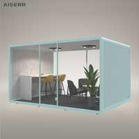 Cabine insonorisée modulaire moderne pour réunions hebdomadaires, ignifuge et résistante à l'humidité, pièce mobile 10MM pour hôtel, maison, bureau