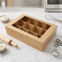 Boîte d'emballage en papier kraft pour 12 cupcakes/muffins/tartes aux œufs Baking Star avec option à emporter