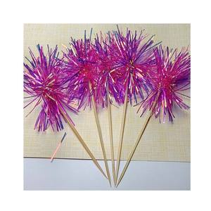 5 pièces/paquet paillettes feux d'artifice bâtons compote décoré en bois coloré signe Dessert fruits gâteau Toppers boisson Cocktail outil fête - Product Image 5