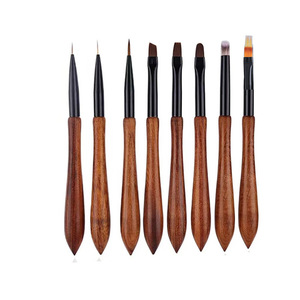Ensemble de 8 pinceaux à ongles avec manche en bois, poils fins et polis pour le dessin de détails et la création de lignes, idéal pour le salon - Product Image 2