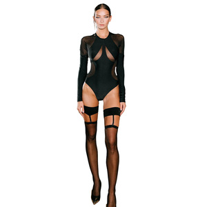 JP005888 <span class=keywords><strong>Mono</strong></span> informal de una pieza, <span class=keywords><strong>mono</strong></span> negro para mujer, <span class=keywords><strong>manga</strong></span> <span class=keywords><strong>larga</strong></span>, liso, sexy, para discoteca, cintura alta, para <span class=keywords><strong>fiesta</strong></span> y fitness - Product Image 6