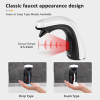 Distributeur automatique de savon moussant de style robinet, grande capacité 2L pour comptoir, alimenté par capteur sans contact pour lavabo de salle de bain